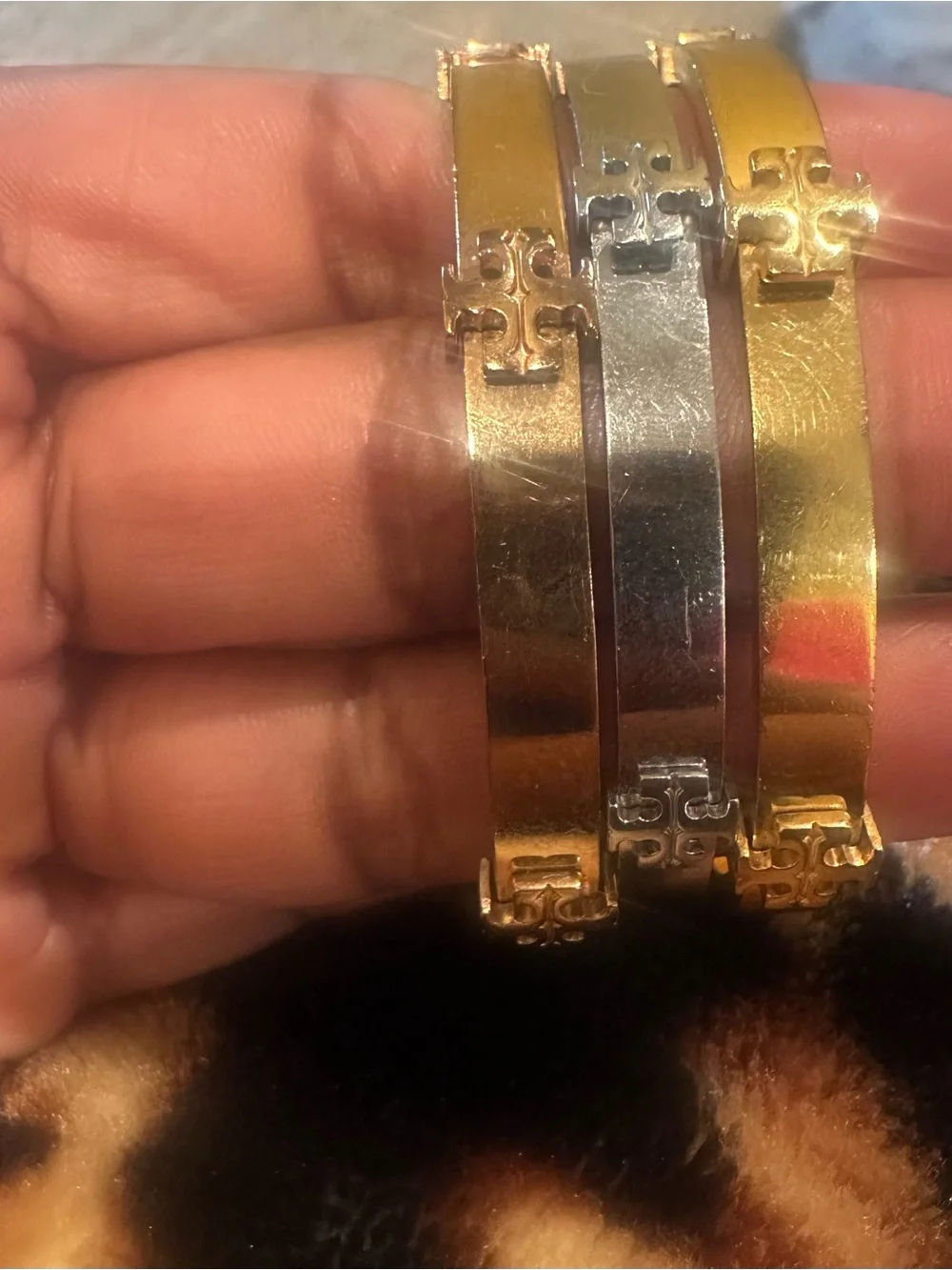 Tory Burch Gold, silver and rose Gold Triple Bangle set  - Women's Jewelry